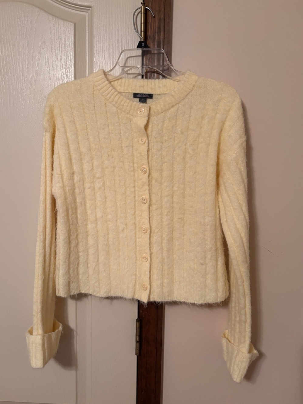 Wild Fable  Pale Yellow Ribbed Button-Front Cardigan - Picture 2 of 5